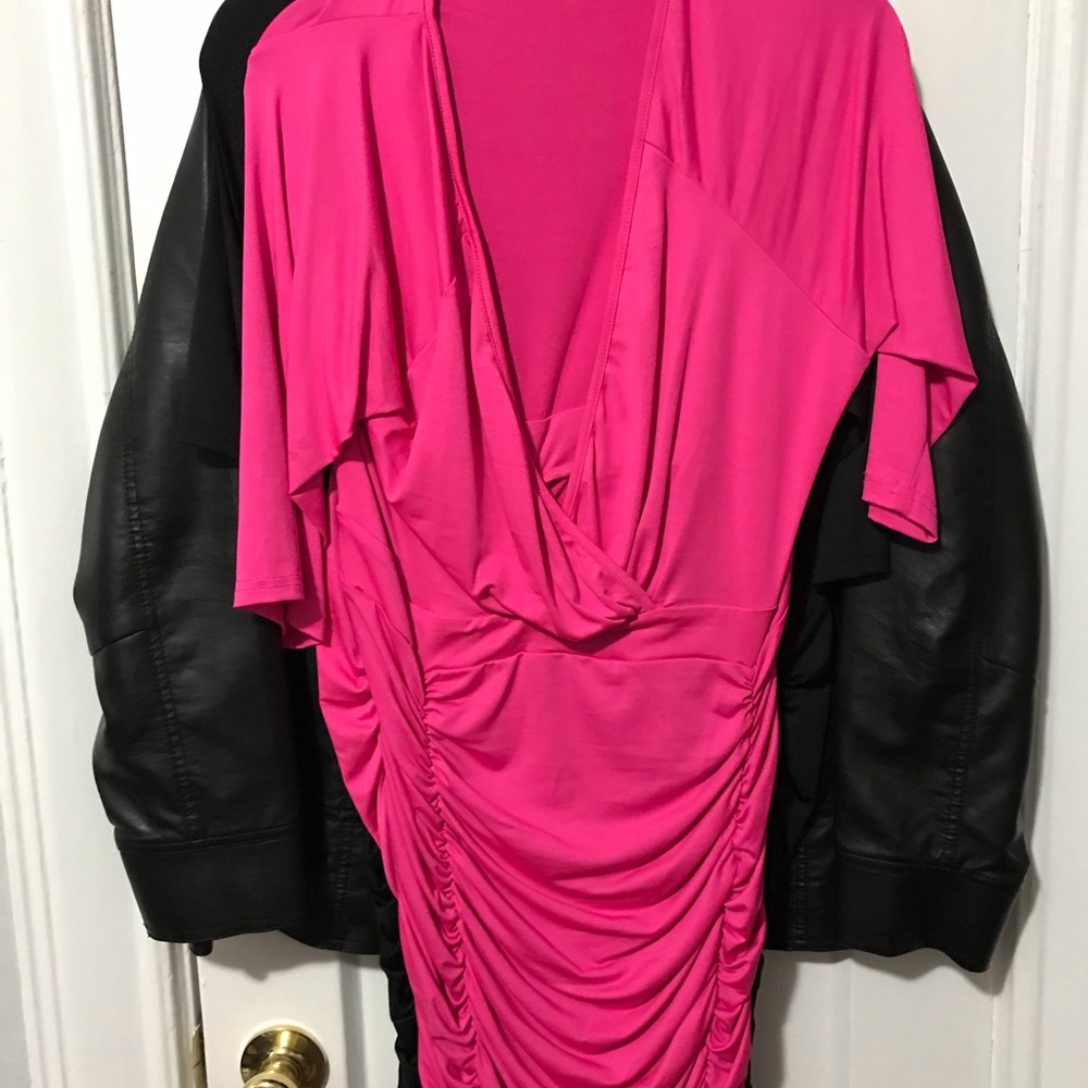 Womens Deep V Neck Ruched Waisted Bodycon Dress
